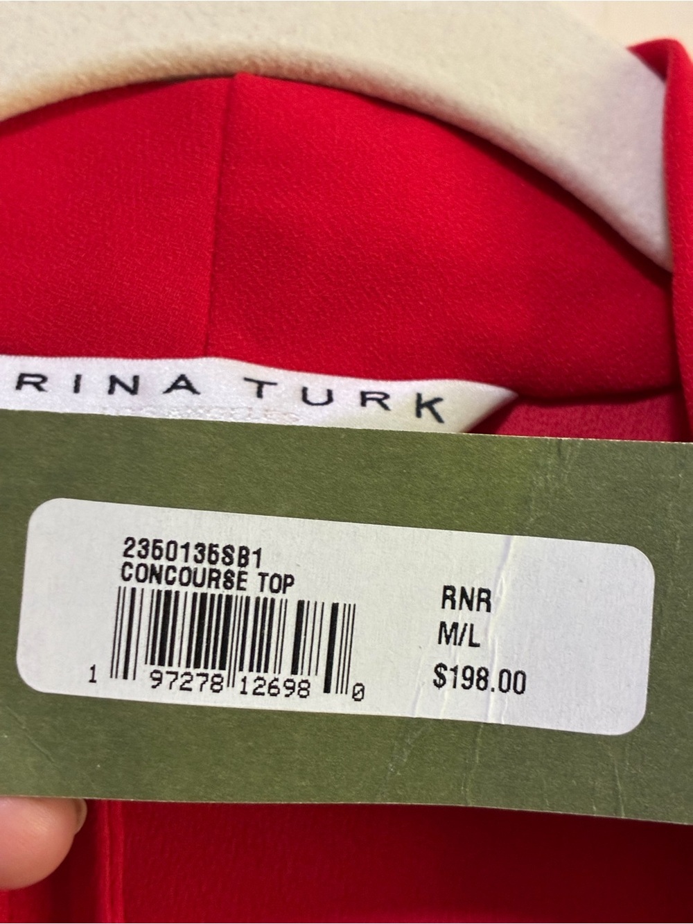 Trina Turk Red Draped Faux wrap Concourse Blouse size m/l - Picture 5 of 7